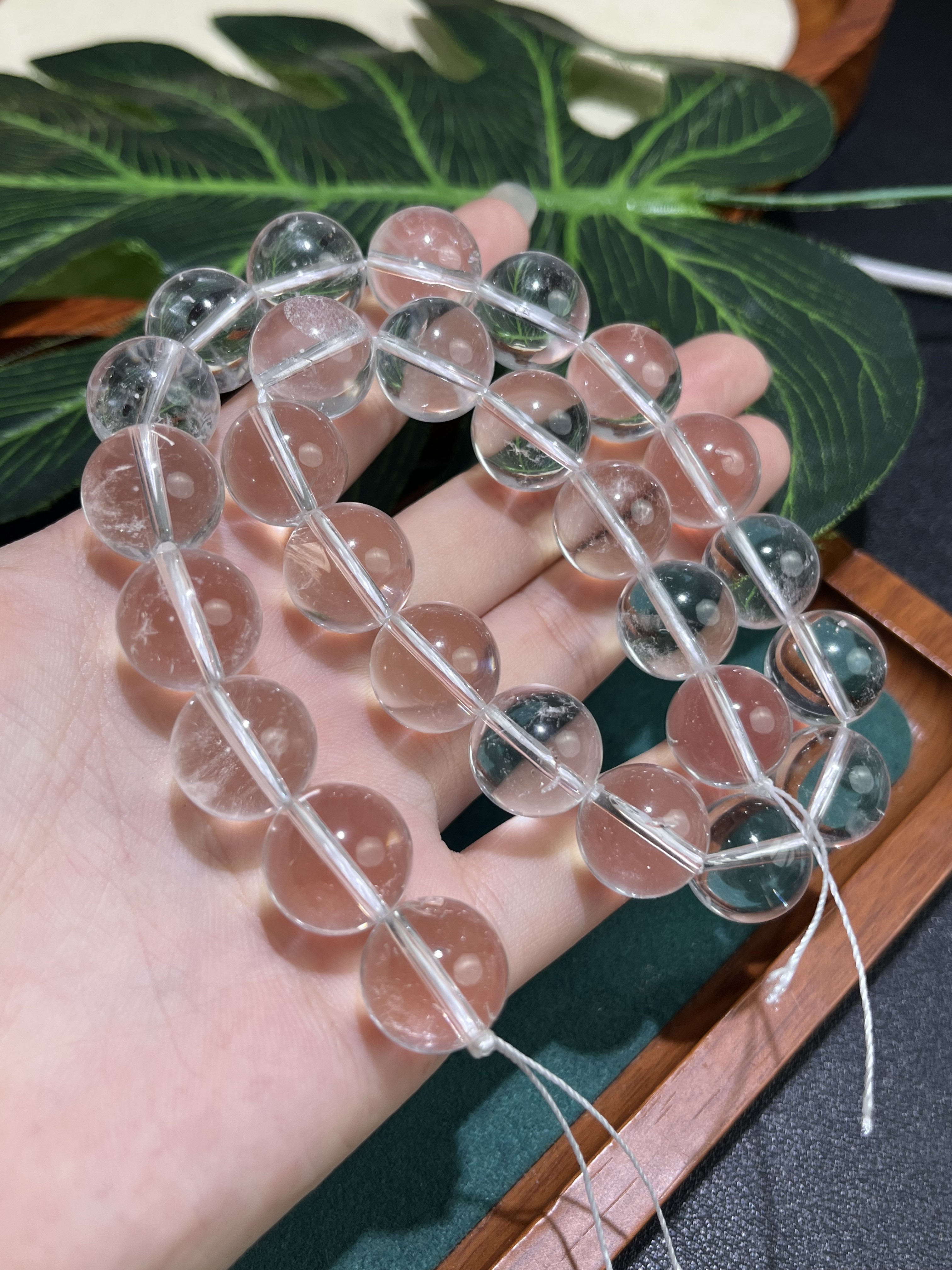 孤品捡漏-14mm天然白水晶圆珠散珠半成品38cm/有棉/diy项链手链
