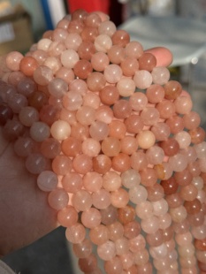 10mm天然玉石桃花酿圆珠散珠半成品DIY项链手链配珠38cm