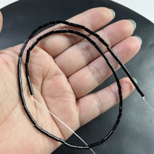 黑玛瑙圆管珠2*4mm散珠配珠38厘米长锁骨链隔珠diy手工串珠