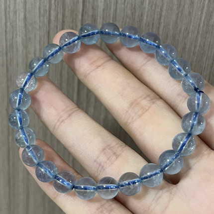 孤品漏价7mm魔鬼蓝天然海蓝宝单圈手链女饰品手串