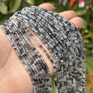 很赞! 2.2mm天然黑发晶方糖立体方形水晶散珠半成品DIY锁骨链配珠