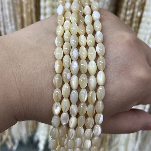 天然马蹄螺贝米珠5*8mm一条长度38厘米散珠配珠手工串珠饰品白色