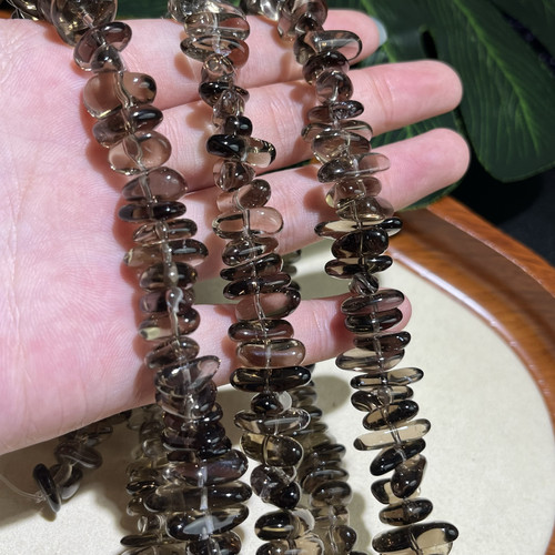 天然高品质茶晶水晶中孔约11*4mm散珠半成品Diy项链手链配珠