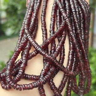 纯天然海西切面约6mm石榴石隔片车轮珠散珠半成品DIY项链手链配珠