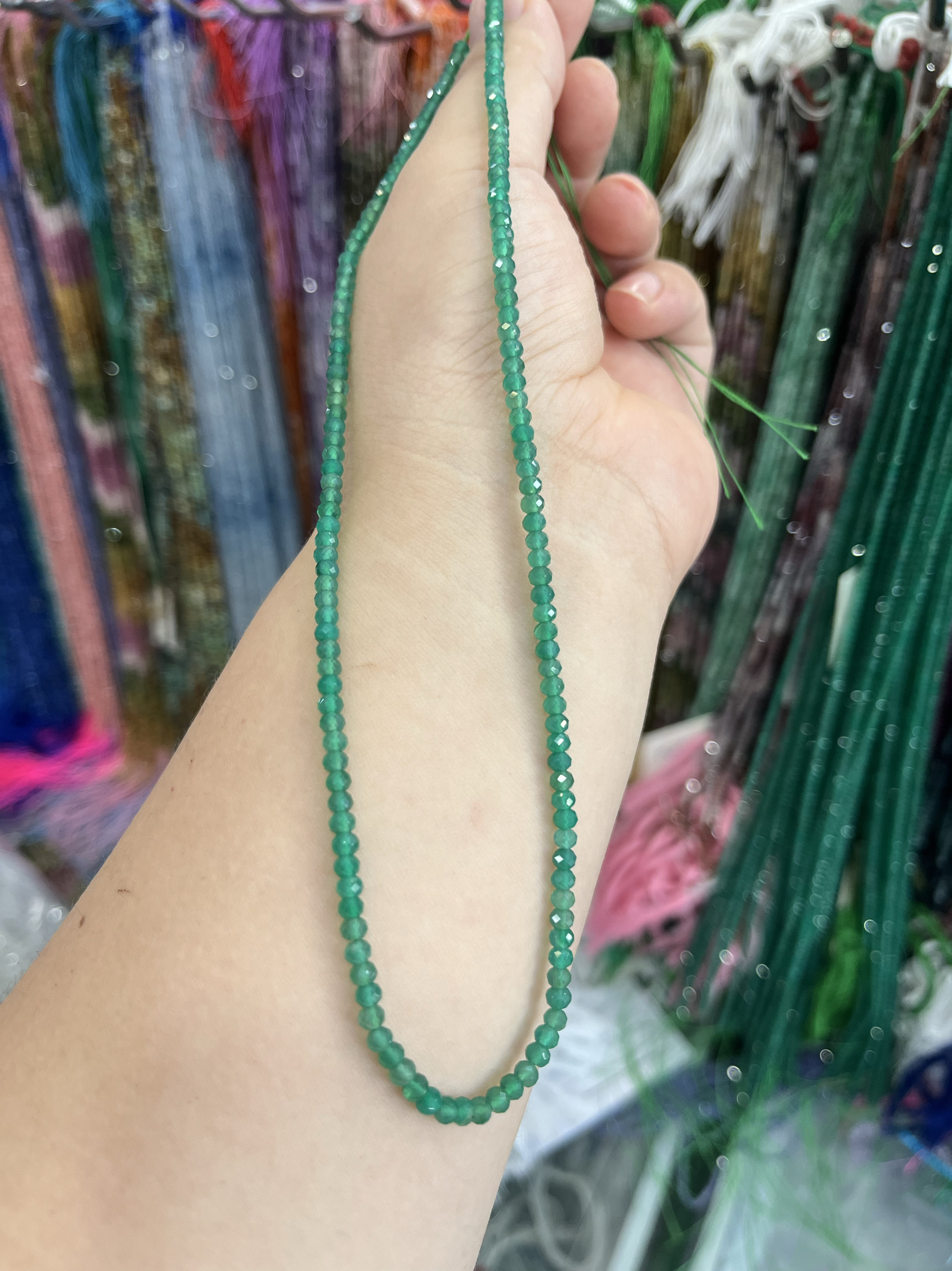 天然A级纯色绿色车轮玛瑙2.5*3.4mm散珠半成品DIY锁骨链手链配珠