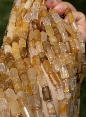 约7*12mm天然黄胶花管珠散珠半成品Diy项链手链配珠38cm