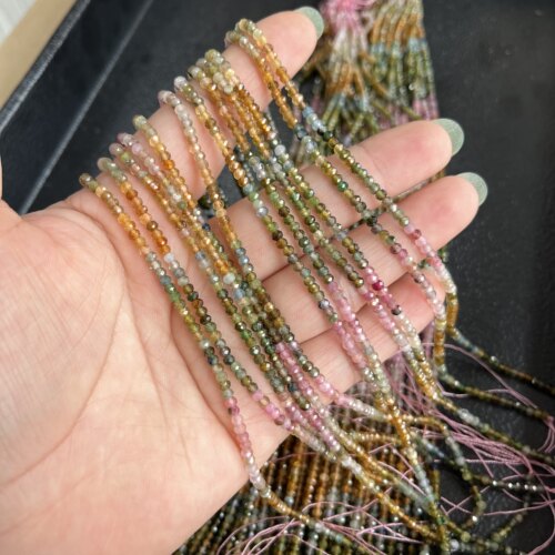 巴西碧玺2*3mm渐变算盘彩碧玺
