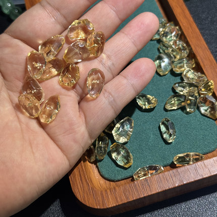 天然高品净体黄水晶随形约7*13mmDiy项链手链配珠串珠饰品配件