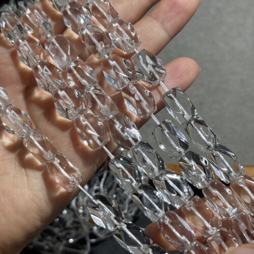 约8*14mm净体白水晶唐八棱散珠半成品Diy项链手链配珠饰品串珠