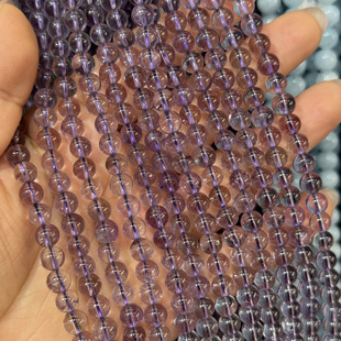 天然玻利维亚紫水晶6mm圆珠散珠半成品DIY项链手链配珠