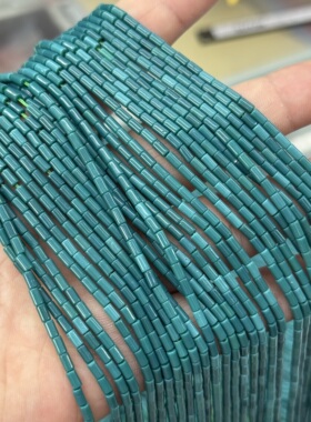 2*4mm优化蓝绿色油润松石管珠散珠半成品Diy项链手链配珠串珠