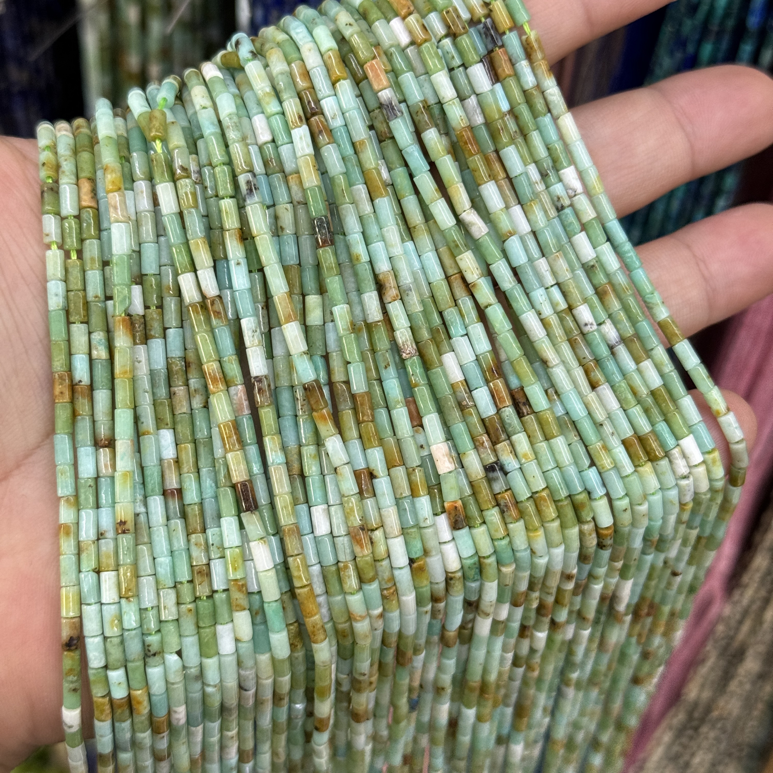 天然澳洲玉圆管珠2*4mm散珠半成品Diy锁骨链手链配珠串珠配件