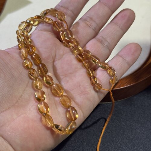 纯天然暴力黄水晶约5-8mm半成品DIY项链手链配珠40cm/过0.4mm线