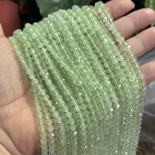 福利款特惠价-天然石4mm切面葡萄石散珠半成品38cm成色漂亮