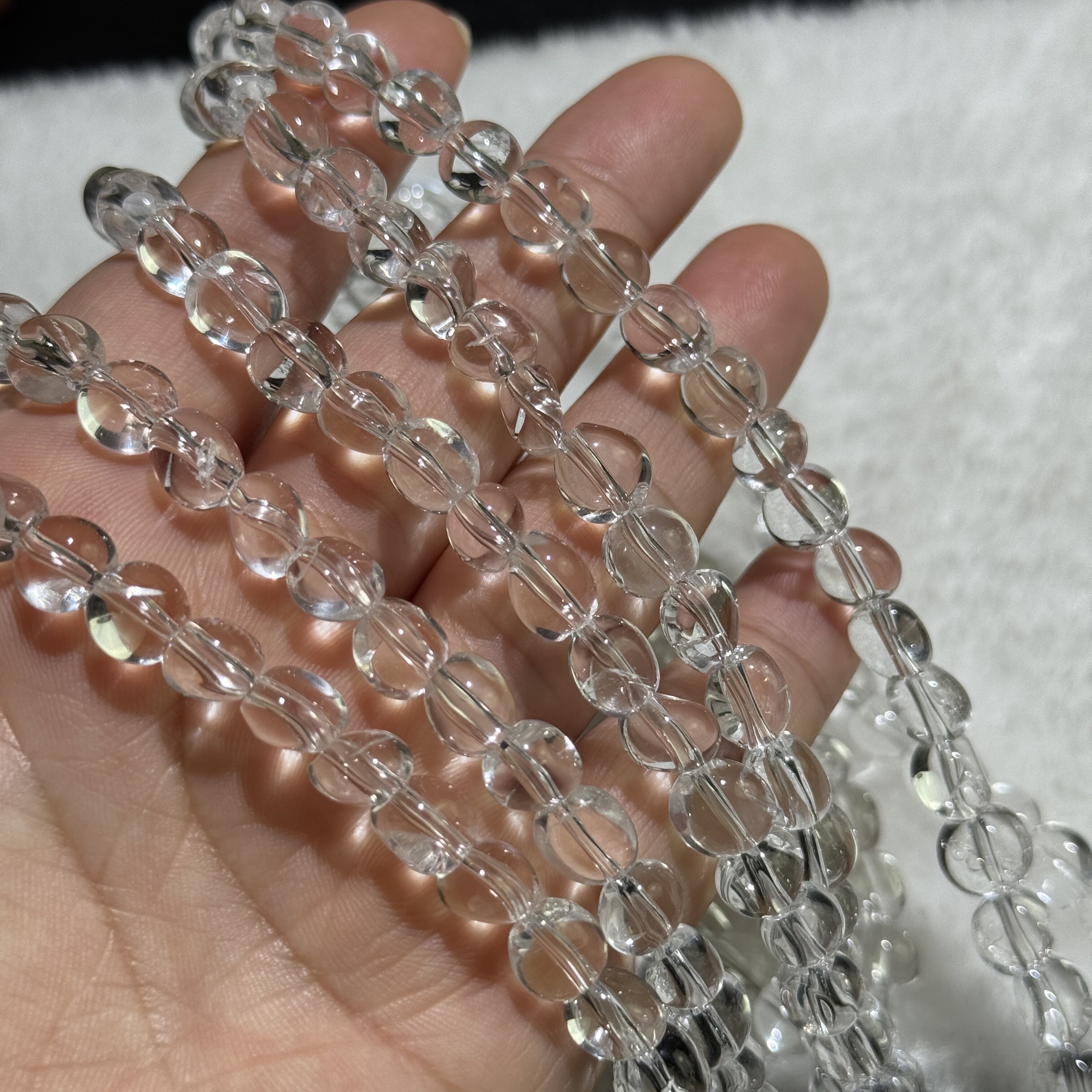 高净体不规则天然白水晶糖豆款/颗颗有裂/38cm