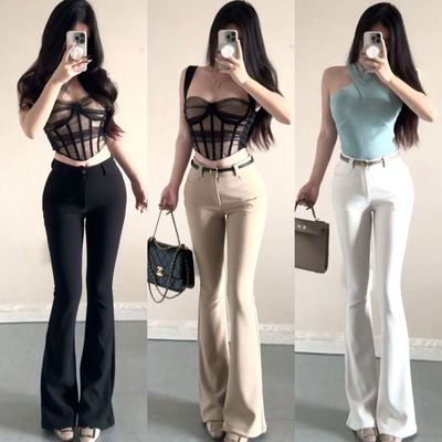 一只予【小贵妇丰胯西裤】垂坠微喇长裤女韩女丰胯美胯弹力显瘦