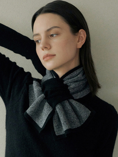 搭配好物 针织保暖厚拼色穿孔小围脖 秋冬cashmere羊绒围巾女短款