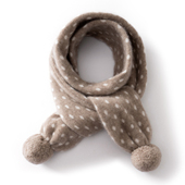 秋冬季 新款 100%纯山羊绒围巾女纯手工毛球波点双层保暖护颈小围脖