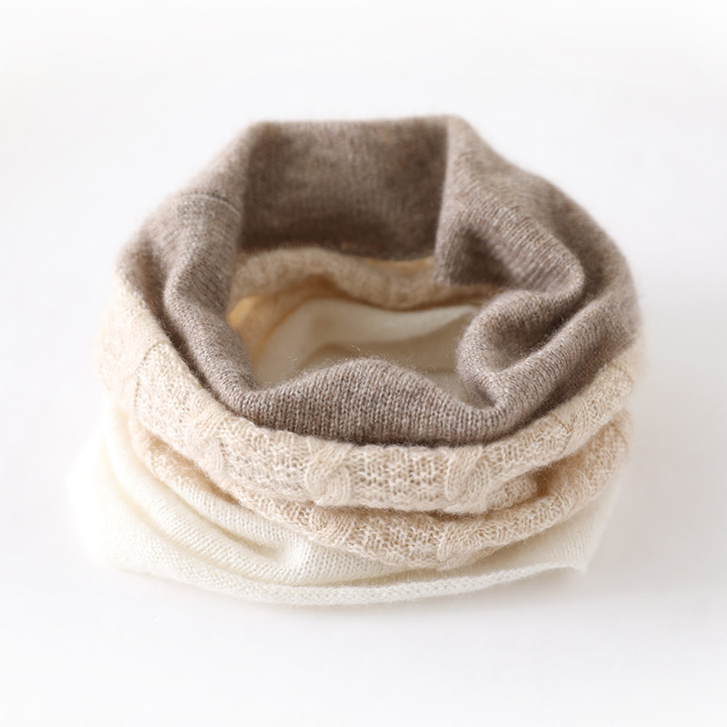 山羊绒拼色脖套女保暖小围脖
