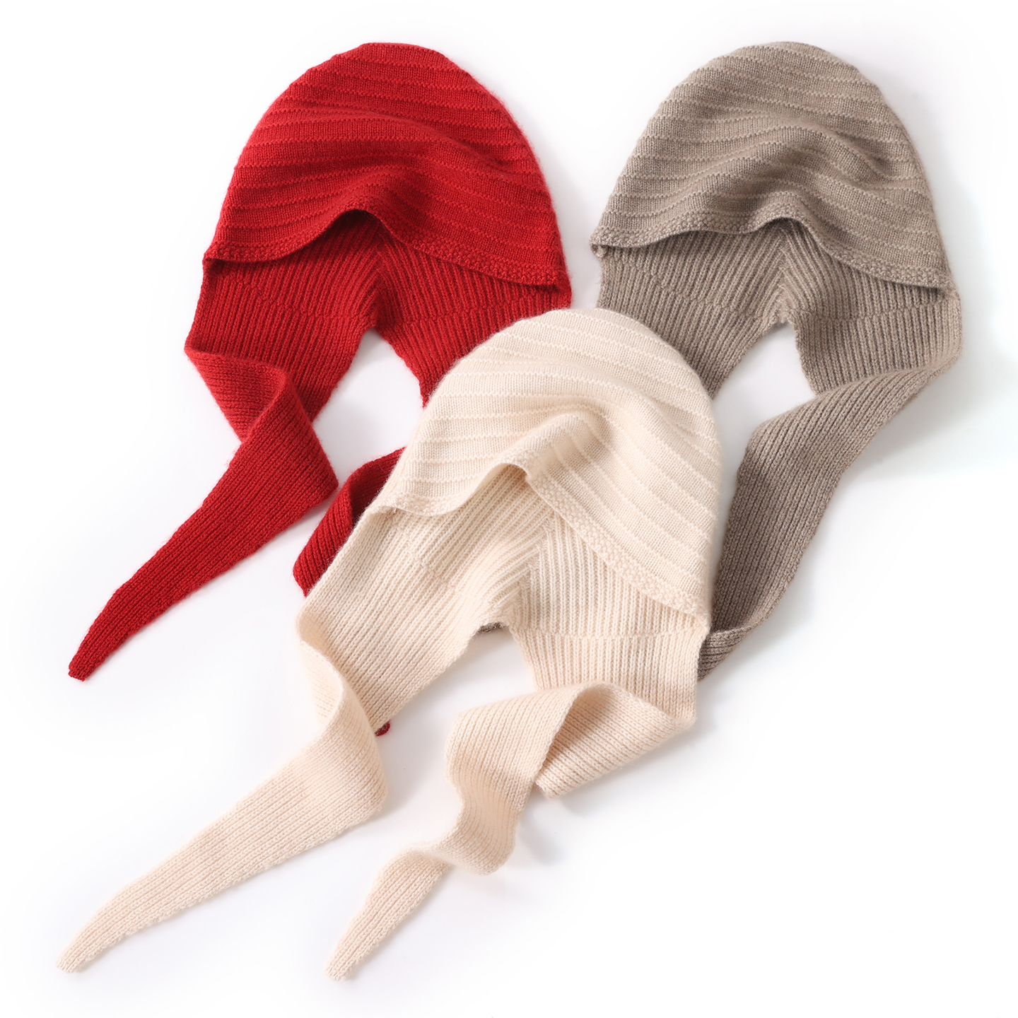 韩系山羊绒连帽围巾一体女冬季保暖护耳针织帽巴拉克拉法毛线帽子