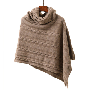 法国订单 cashmere山羊绒不规则披肩围脖麻花外搭保暖加厚