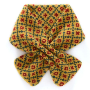 秋冬季软糯山羊绒儿童围巾男宝宝保暖针织围脖男女童交叉穿孔脖套