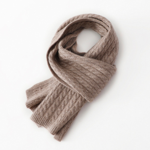 秋冬季 软糯cashmere山羊绒麻花围脖亲肤厚实针织围巾情侣男女通用