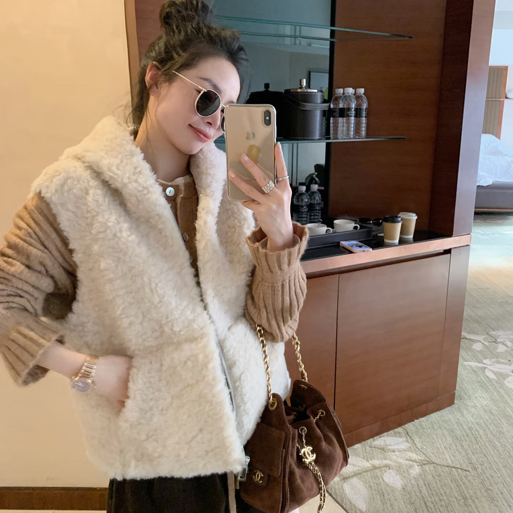 秋冬新款皮毛一体仿羊羔毛连帽马甲女宽松百搭无袖皮草毛绒外套,女装/女士精品,马夹,淘宝优惠券,粉丝福利购,淘宝优惠卷