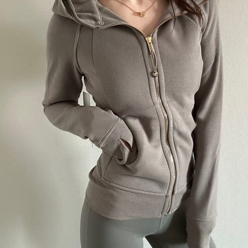 2025秋季新款全拉链卫衣外套休闲运动加绒瑜伽服lu家显瘦修身帽衫