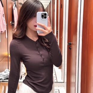 25新款亨利衫紧身莫代尔瑜伽服长袖T恤时尚运动外穿打底衫女