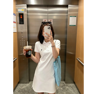 2026夏季新款经典简约纯色直筒修身网布polo连衣裙女运动休闲裙子