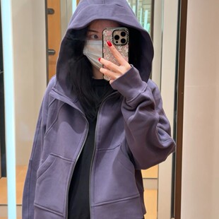 春季 连帽卫衣女运动风全拉链宽松瑜伽服外套胭脂玫瑰 新款