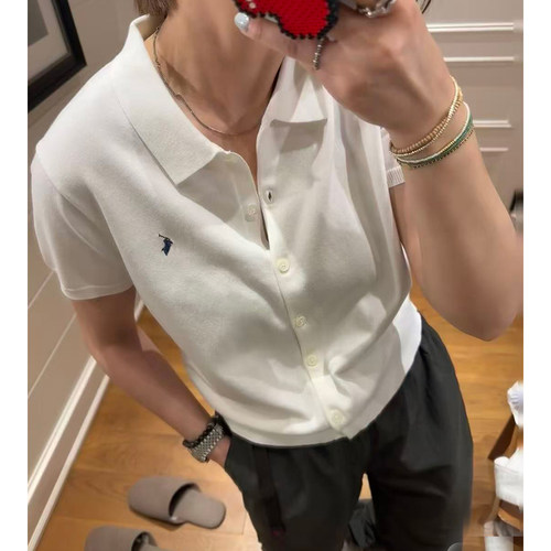 刺绣小马针织短袖开衫