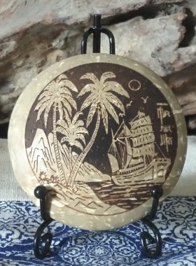 新款海南特色椰雕装饰摆放工艺画  旅游办公居家生日礼品实用手工