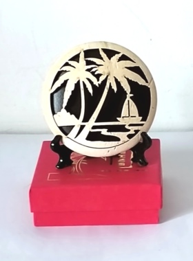 热销椰雕画手工海南特色摆件镂雕工艺礼品生日礼客厅书房卧室摆画