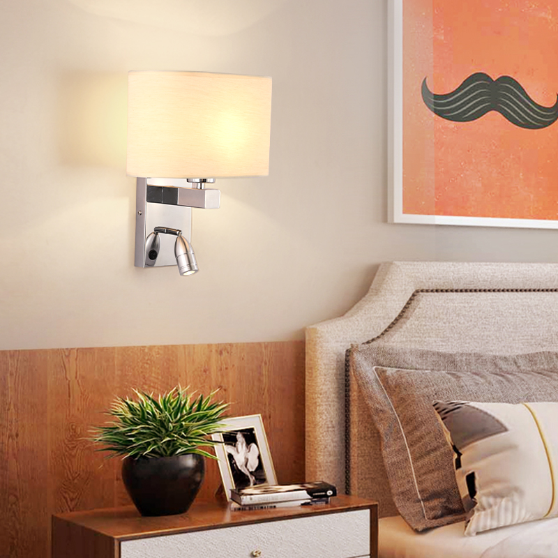 新款酒店床头壁灯led客房灯布艺宾馆灯美式创意客厅卧室壁灯定制