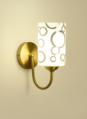 美式全铜壁灯现代简约客厅阳台走道复古田园卧室床头纯铜灯具3302