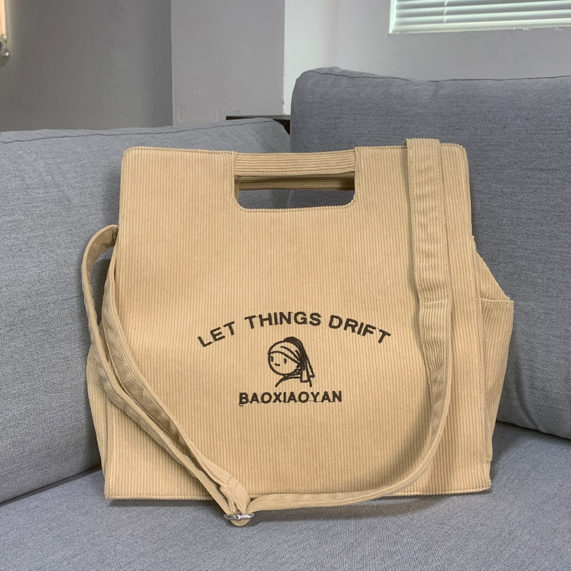 托特包女大容量上课通勤包灯芯绒