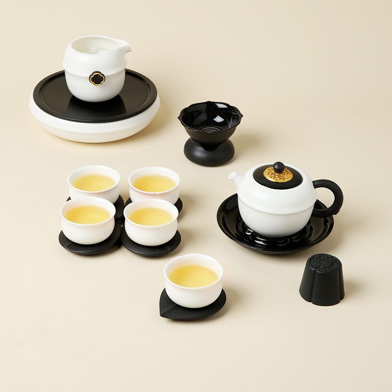 陆宝陶瓷功夫茶具礼盒套组手工描金海棠清欢茶壶花瓣杯子花形茶滤