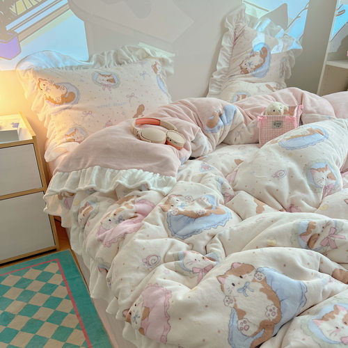 暖软糯防静电四件套花边款