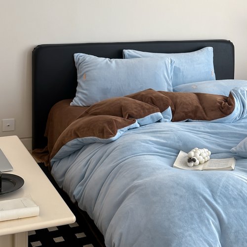 北欧风纯棉牛奶绒四件套