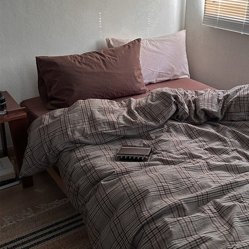 ins格子纯棉水洗棉四件套