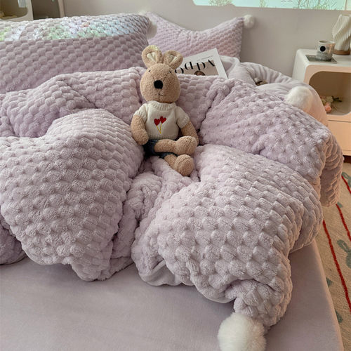 牛奶绒四件套加厚保暖新款少女心