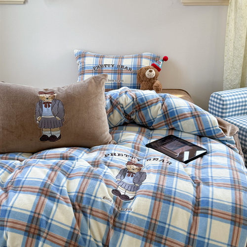 床单款四件套牛奶绒学院风