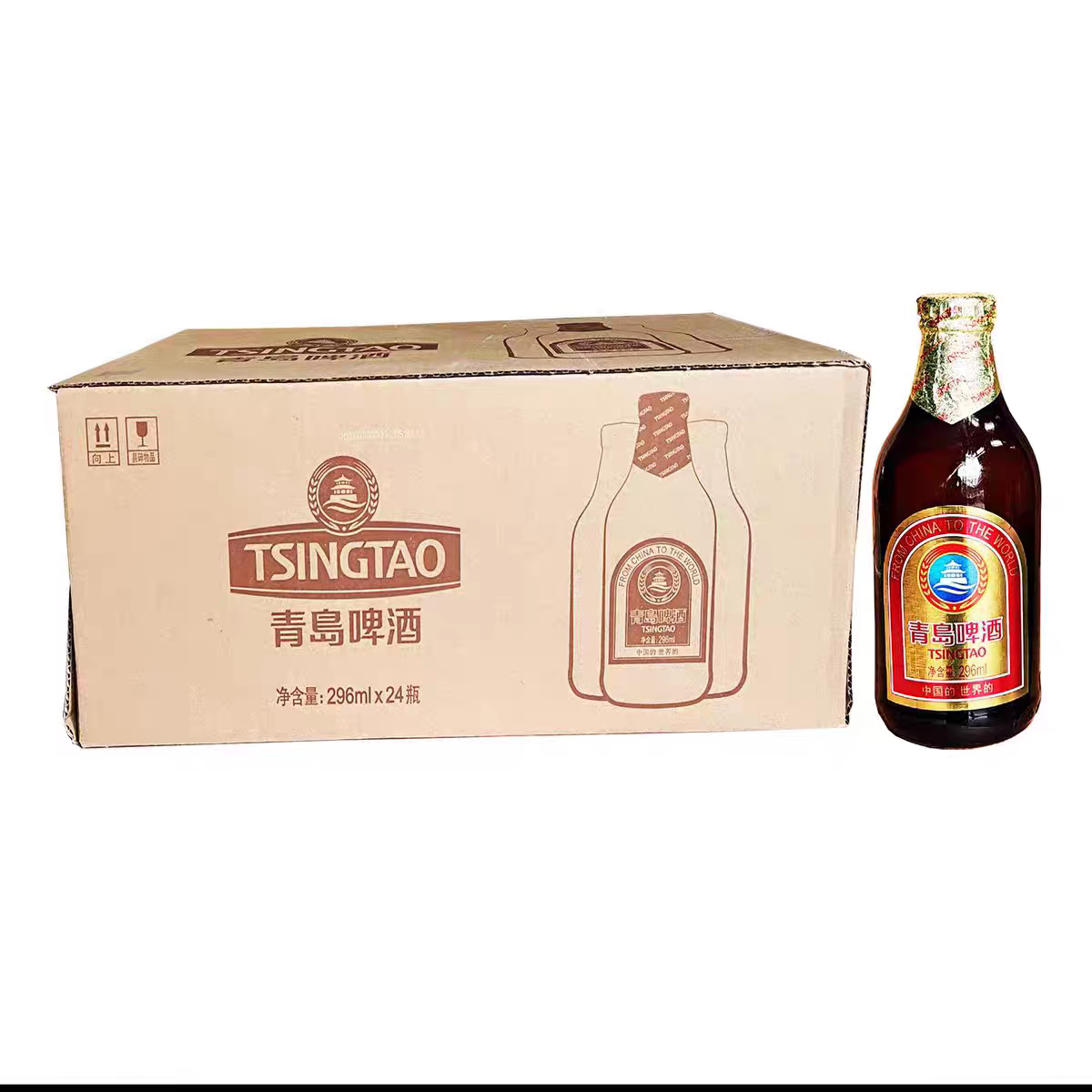 青岛啤酒小棕金296ml*24瓶整箱
