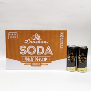 青岛崂山苏打水320mlX24罐弱碱性水青岛发货
