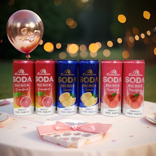 青岛崂山苏打水320mlX6罐西柚味柠檬味蜜桃味三种口味组合