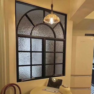 定制平开窗圆弧复古法式铁艺窗户厨房拱形长虹玻璃卧室落地室内窗