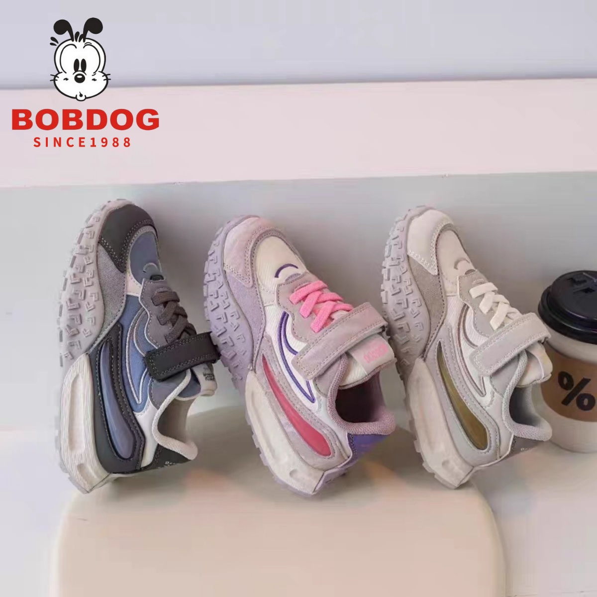 巴布豆真皮女童运动鞋儿童跑步鞋