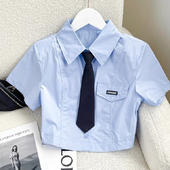 新款 2026日系短袖 夏季 女短款 甜酷辣妹衬衣小众 上衣潮学院风jk衬衫